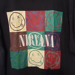 Nirvana Shirt Adult Mens XL Black Graphic Concert Band Smiley Face Boxes